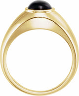 14K Yellow Natural Black Onyx Bezel-Set Ring