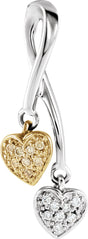 14K White/Yellow Gold .08 CTW Natural Diamond Double Heart Pendant  