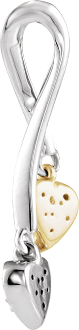 14K White/Yellow Gold .08 CTW Natural Diamond Double Heart Pendant  