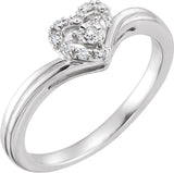 10K White .06 CTW Natural Diamond Heart Promise Ring