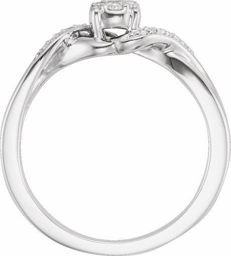 10K White Gold 1/8 CTW Natural Diamond Cluster Promise Ring