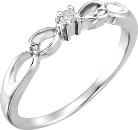 14K White .03 CT Youth Natural Diamond Heart Ring