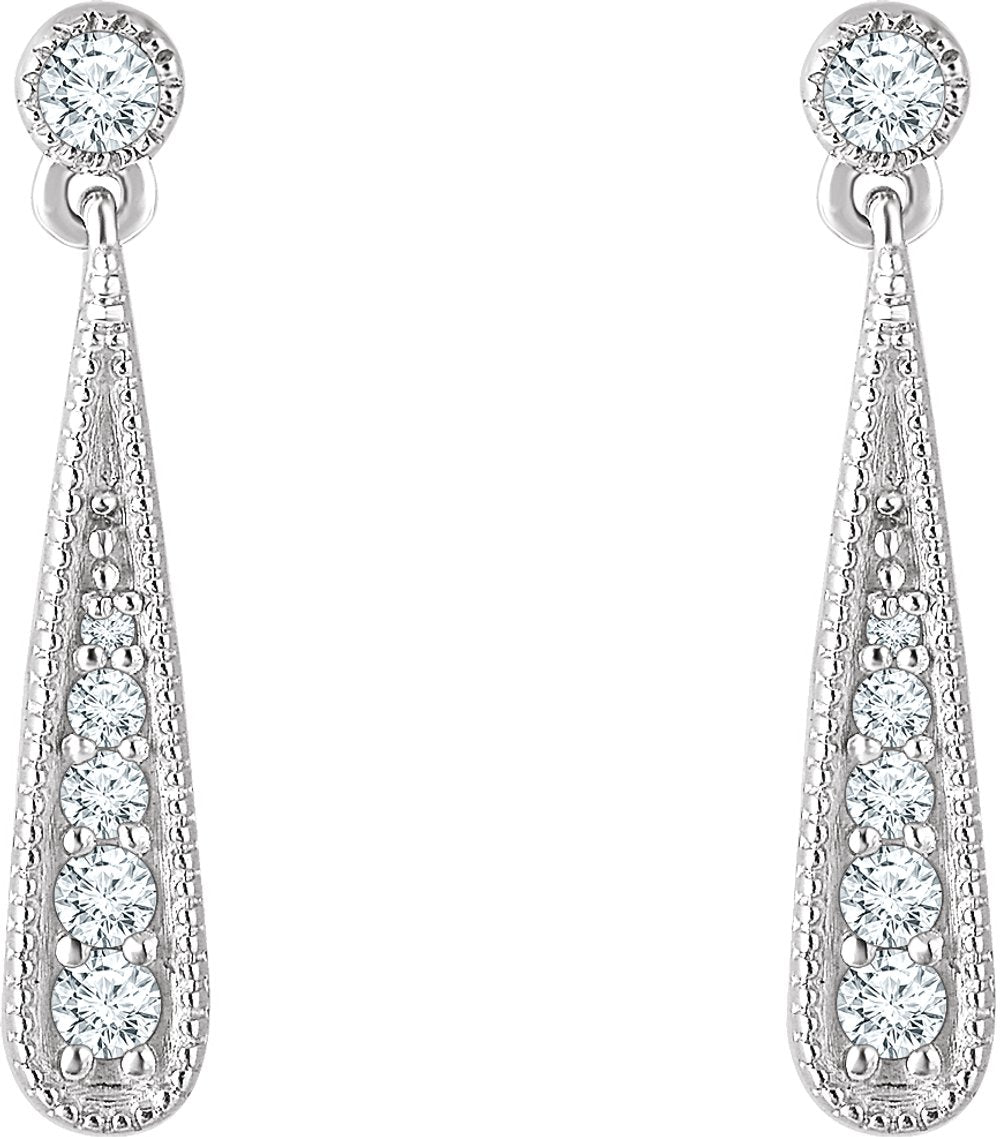 14K White Gold 1/6 CTW Natural Diamond Teardrop Earrings