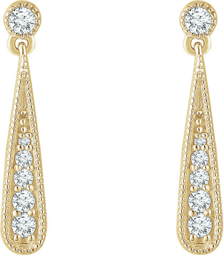 14K Yellow Gold 1/6 CTW Natural Diamond Teardrop Earrings