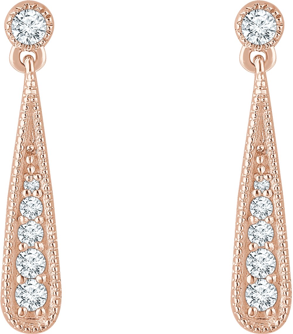 14K Rose 1/6 CTW Natural Diamond Teardrop Earrings