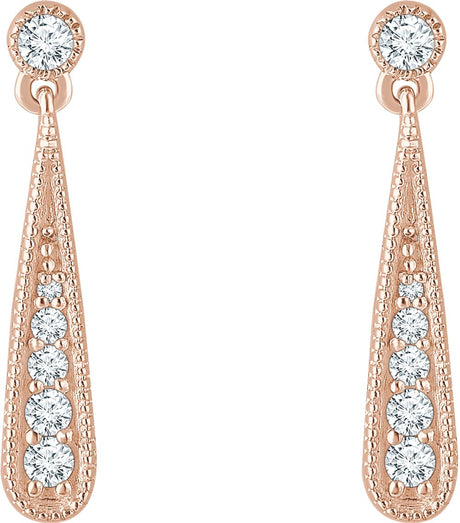 14K Rose 1/6 CTW Natural Diamond Teardrop Earrings