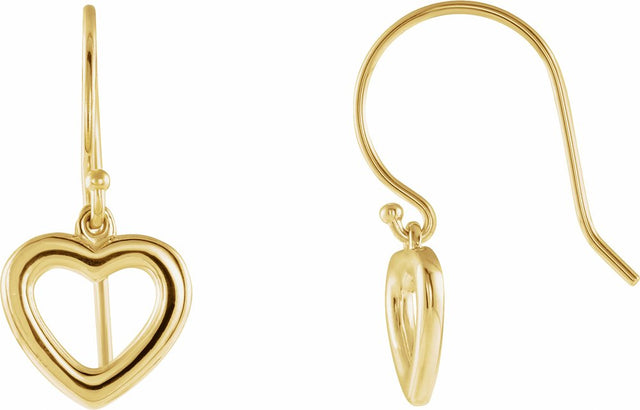 14K Yellow Gold Heart Earrings