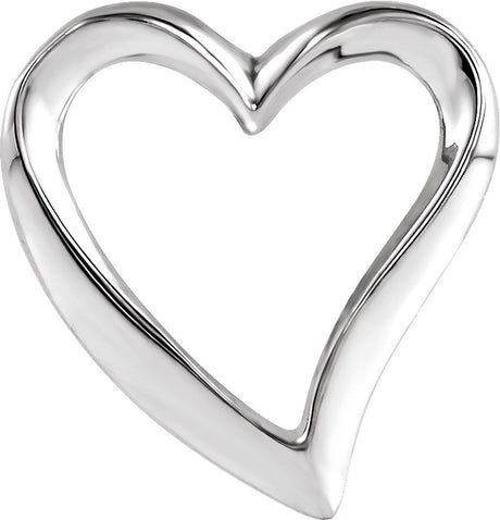 14K White Gold Heart Slide Pendant