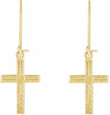 14K Yellow Gold Heart & Cross Earrings