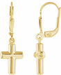 14K Yellow Cross Lever Back Earrings