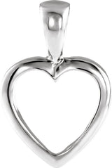 14K White Gold 15x10 mm Open Heart Pendant