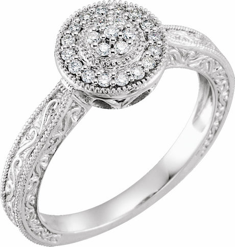 10K White 1/6 CTW Natural Diamond Ring  