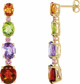 14K Yellow Natural Multi-Gemstone Earrings