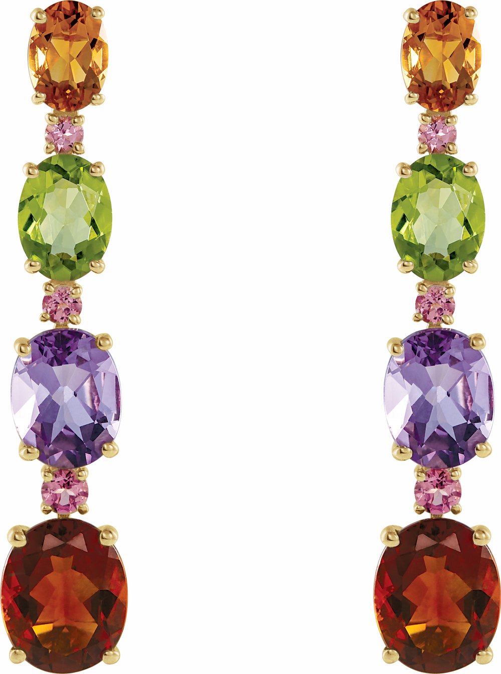 14K Yellow Natural Multi-Gemstone Earrings