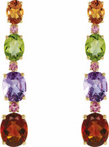 14K Yellow Natural Multi-Gemstone Earrings