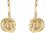 14K Yellow Lever Back Knot Earrings