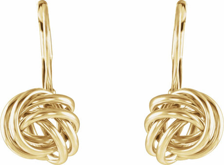 14K Yellow Lever Back Knot Earrings