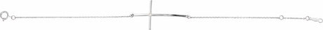 14K White Gold .025 CT Natural Diamond Sideways Cross 7-8" Bracelet