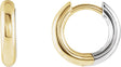 14K Yellow/White Gold Hinged 12 mm Hoop Earrings