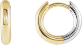 14K Yellow/White Gold Hinged 12 mm Hoop Earrings