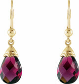 14K Yellow Briolette Natural Brazilian Garnet Earrings