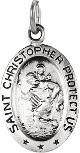 Sterling Silver 24x16 mm Oval St. Christopher Pendant  