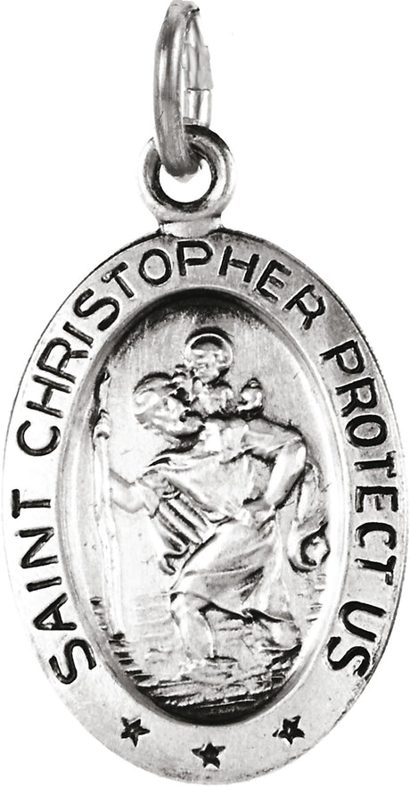Sterling Silver 24x16 mm Oval St. Christopher Pendant  
