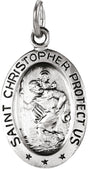Sterling Silver 24x16 mm Oval St. Christopher Pendant  