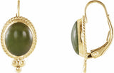 14K Yellow Natural Nephrite Jade Cabochon Earrings