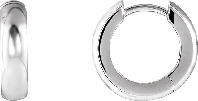 14K White Gold Hinged 14.25 mm Hoop Earrings