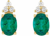 14K Yellow Natural Emerald & .06 CTW Natural Diamond Earrings