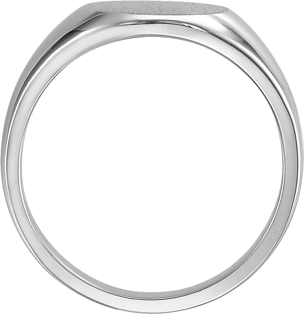 14K White Gold 13 mm Round Signet Ring