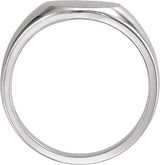 14K White Gold 13 mm Round Signet Ring