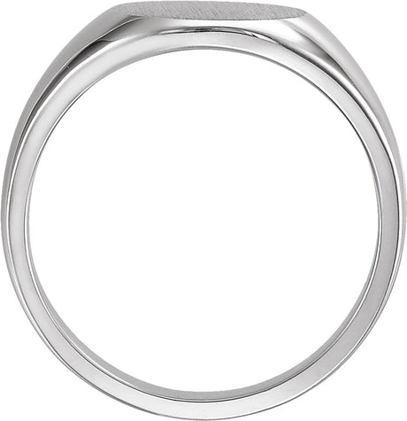 14K White 13 mm Round Signet Ring