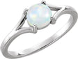 14K White 6 mm Natural White Opal Cabochon Ring