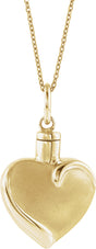 10K Yellow Gold Heart Ash Holder 18" Necklace