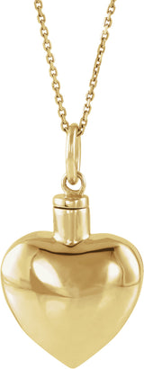 10K Yellow Gold Heart Ash Holder 18" Necklace
