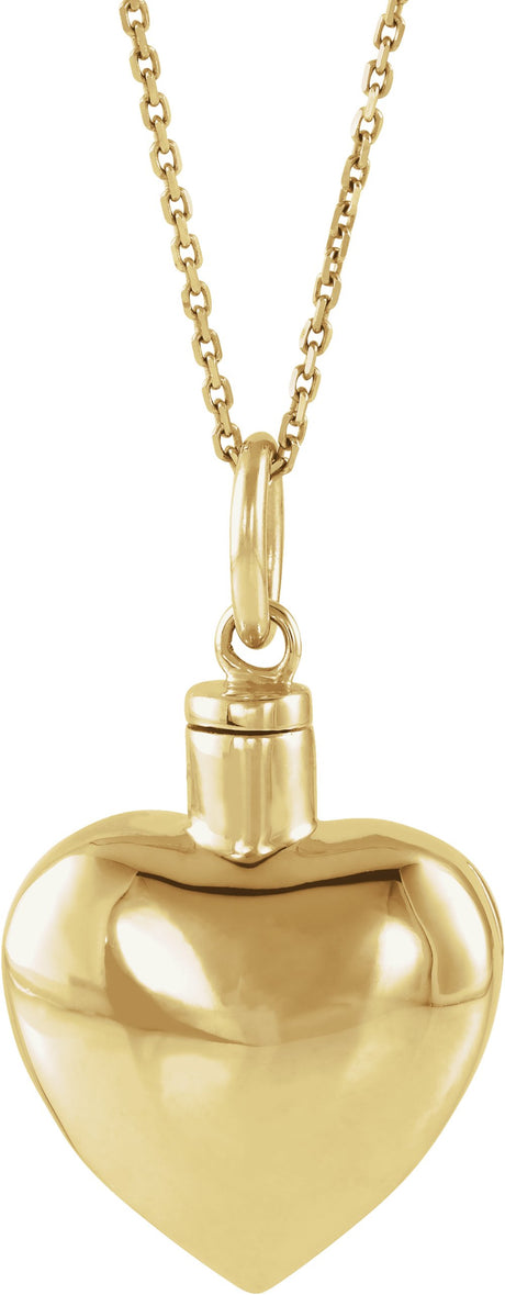 10K Yellow Gold Heart Ash Holder 18" Necklace