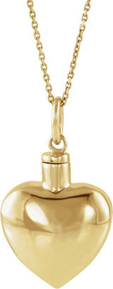 10K Yellow Gold Heart Ash Holder 18" Necklace