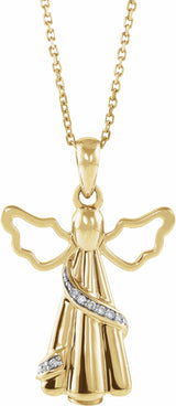 10K Yellow .03 CTW Natural Diamond Angel Ash Holder 18" Necklace