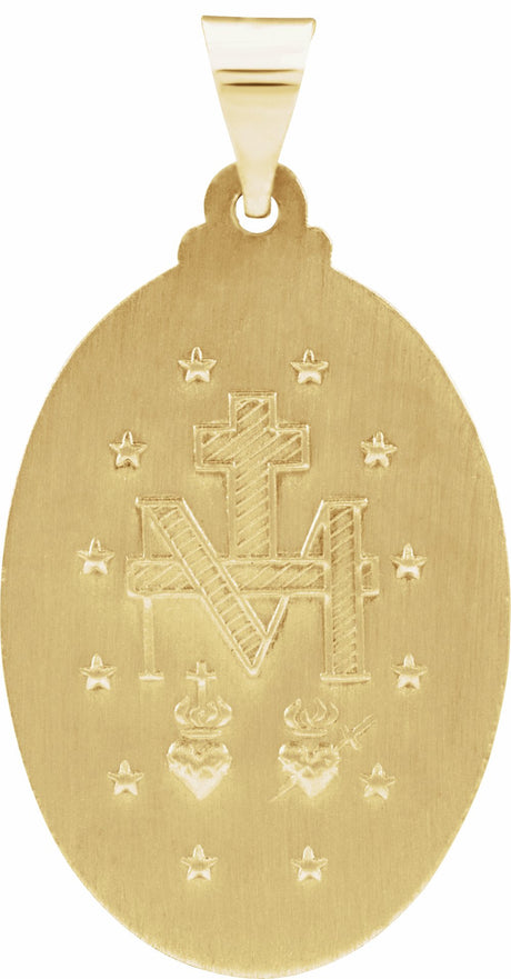 14K Yellow Gold 25x18 mm Oval Hollow Miraculous Medal
