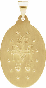14K Yellow Gold 25x18 mm Oval Hollow Miraculous Medal