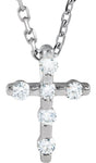 14K White .08 CTW Natural Diamond Cross 16-18" Necklace