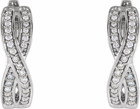 14K White 1/5 CTW Natural Diamond Infinity-Inspired 15.8 mm Hoop Earrings