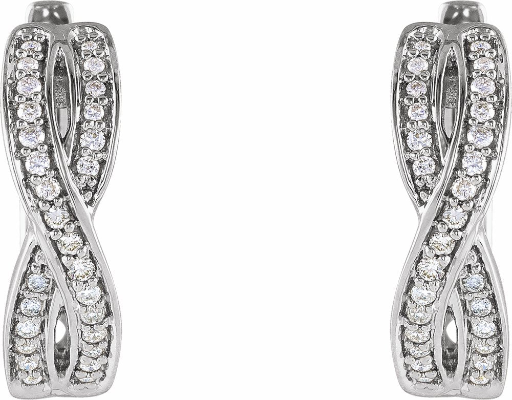 14K White 1/5 CTW Natural Diamond Infinity-Inspired 15.8 mm Hoop Earrings