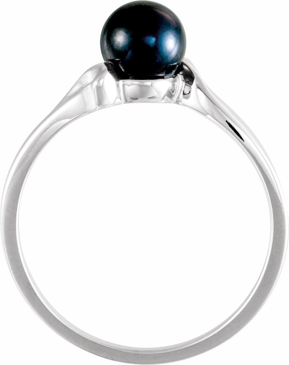 14K White Cultured Black Akoya Pearl Ring