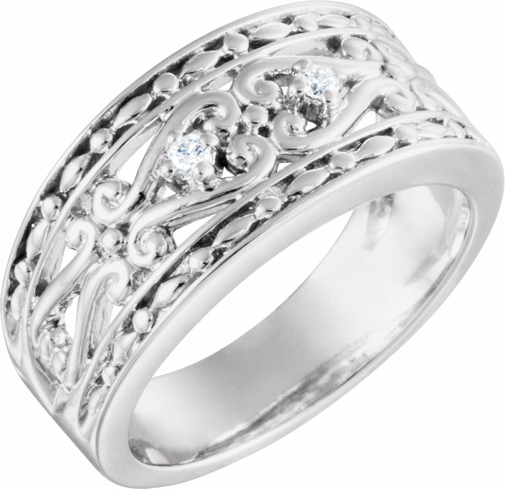 14K White .05 CT Natural Diamond Ring