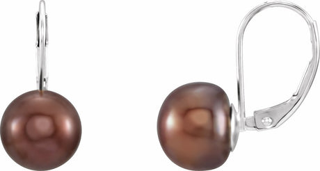 Sterling Silver Cultured Brown Freshwater Pearl Earrings