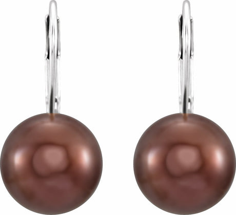 Sterling Silver Cultured Brown Freshwater Pearl Earrings