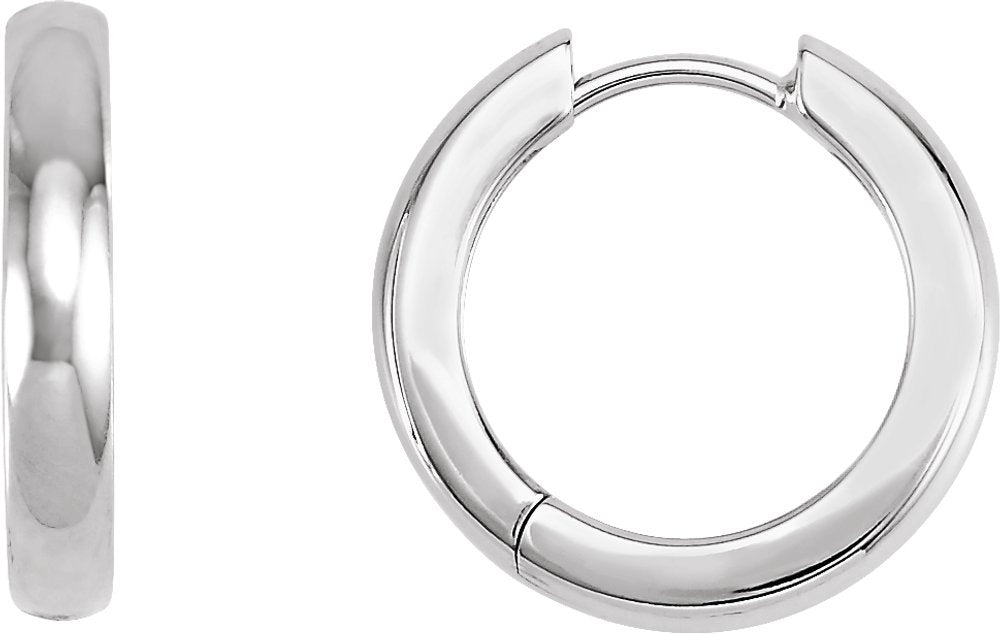14K White Gold Hinged 16 mm Hoop Earrings